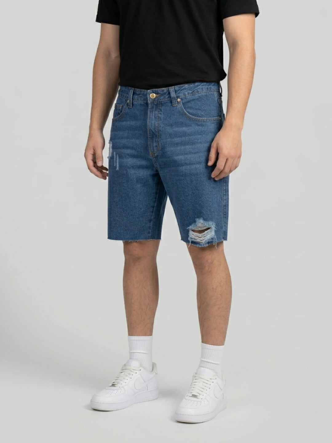 Bermuda Jean Azul Clásico Destroyed