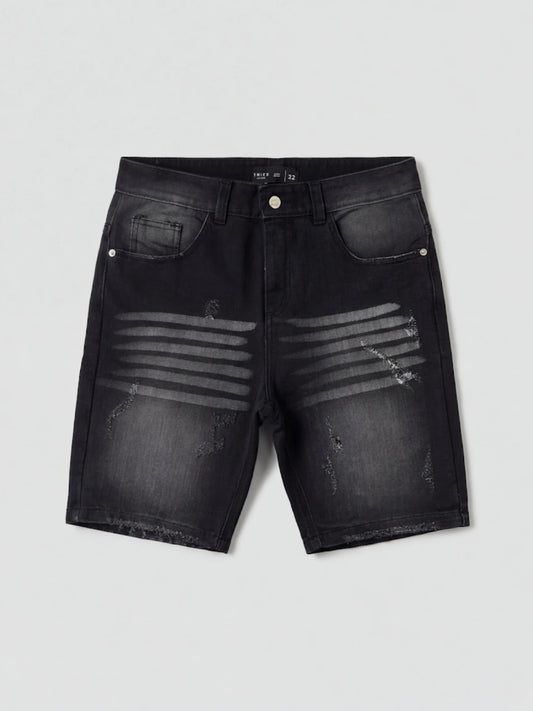 Bermuda Jean Negra Destroyed Rayas